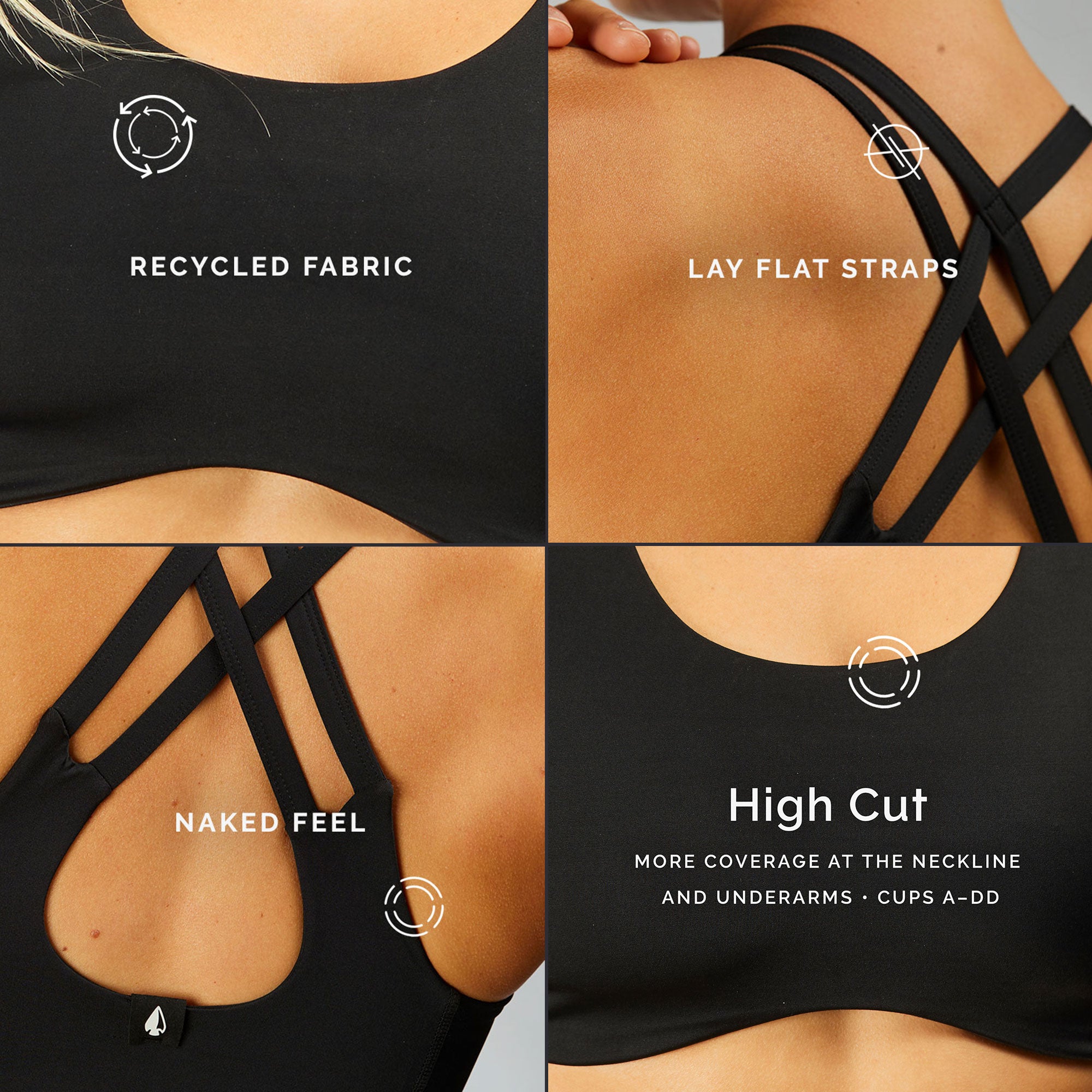 High Support Naked Feel Yoga Sport Bra With Cross Design And